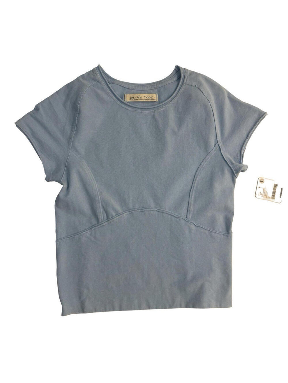 Free People We The Free Protagonist Cropped Short Sleeve Tee Top Blue Size S